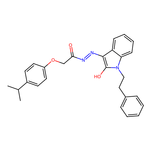 (Z)-2-(4-isopropylphenoxy)-N'-(2-oxo-1-phenethylindolin-3-ylidene)acetohydrazide structure