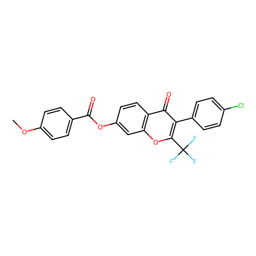 3-(4-chlorophenyl)-4-oxo-2-(trifluoromethyl)-4H-chromen-7-yl 4-methoxybenzoate structure