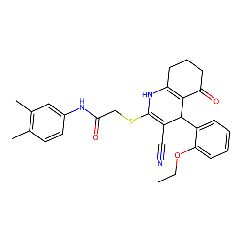 2-{[3-cyano-4-(2-ethoxyphenyl)-5-oxo-1,4,5,6,7,8-hexahydroquinolin-2-yl]sulfanyl}-N-(3,4-dimethylphenyl)acetamide structure