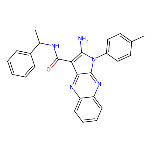 2-amino-1-(4-methylphenyl)-N-(1-phenylethyl)-1H-pyrrolo[2,3-b]quinoxaline-3-carboxamide structure