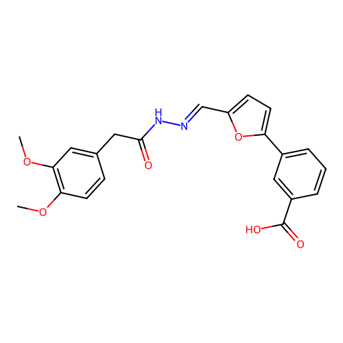 3-[5-[(E)-[[2-(3,4-dimethoxyphenyl)acetyl]hydrazinylidene]methyl]furan-2-yl]benzoic acid structure