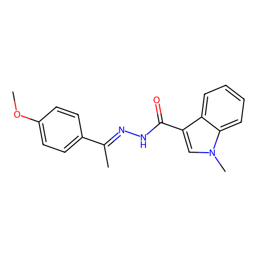 N'-[(1E)-1-(4-methoxyphenyl)ethylidene]-1-methyl-1H-indole-3-carbohydrazide structure