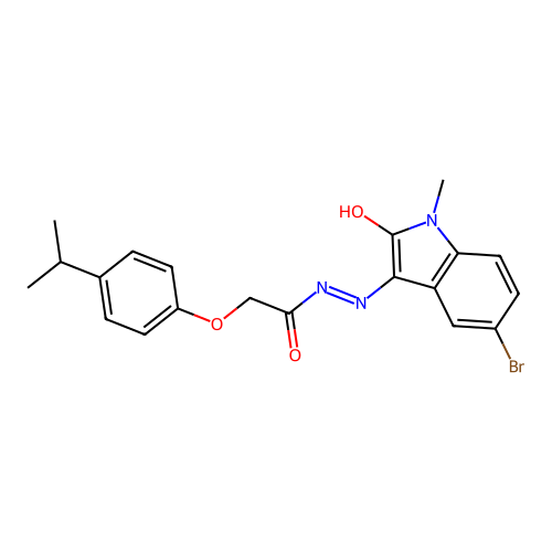 (E)-N'-(5-bromo-1-methyl-2-oxoindolin-3-ylidene)-2-(4-isopropylphenoxy)acetohydrazide structure