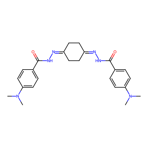 (N',N'''Z,N',N'''Z)-N',N'''-(cyclohexane-1,4-diylidene)bis(4-(dimethylamino)benzohydrazide) structure