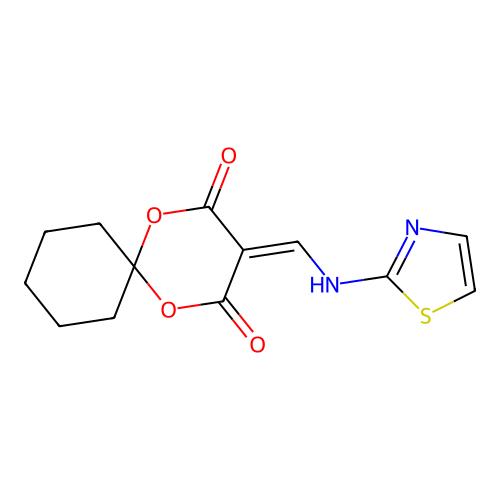3-(Thiazol-2-ylaminomethylene)-1,5-dioxa-spiro[5.5]undecane-2,4-dione structure