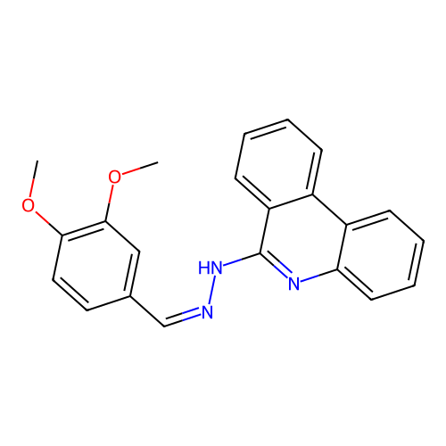 6-[(2Z)-2-(3,4-dimethoxybenzylidene)hydrazinyl]phenanthridine structure