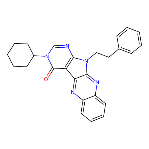 3-cyclohexyl-11-phenethyl-3H-pyrimido[5',4':4,5]pyrrolo[2,3-b]quinoxalin-4(11H)-one structure