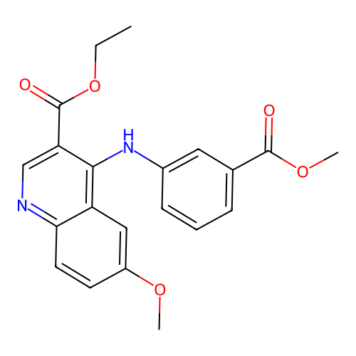 Ethyl 6-methoxy-4-{[3-(methoxycarbonyl)phenyl]amino}quinoline-3-carboxylate structure