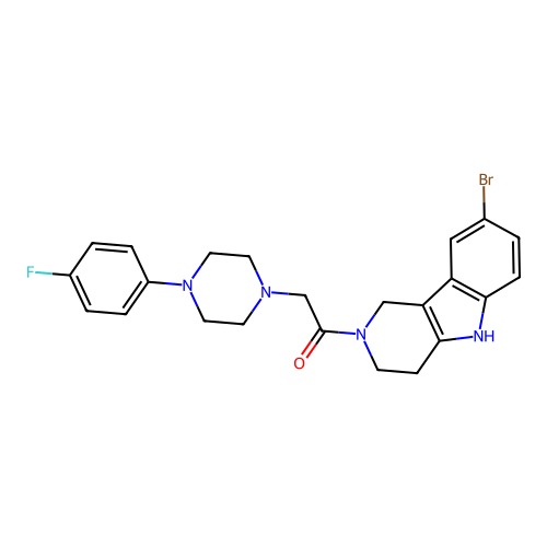 1-(8-bromo-1,3,4,5-tetrahydro-2H-pyrido[4,3-b]indol-2-yl)-2-[4-(4-fluorophenyl)piperazin-1-yl]ethanone structure