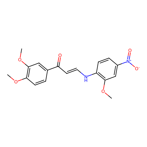 (E)-1-(3,4-dimethoxyphenyl)-3-(2-methoxy-4-nitroanilino)prop-2-en-1-one structure
