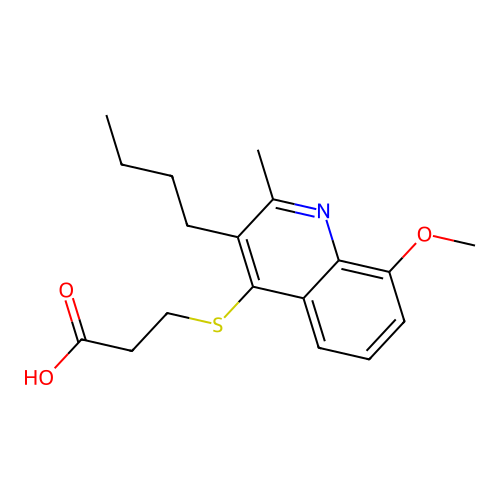 3-(3-Butyl-8-methoxy-2-methylquinolin-4-yl)sulfanylpropanoic acid structure