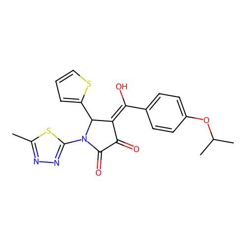 (4E)-4-[hydroxy-(4-propan-2-yloxyphenyl)methylidene]-1-(5-methyl-1,3,4-thiadiazol-2-yl)-5-thiophen-2-ylpyrrolidine-2,3-dione structure