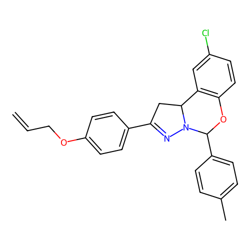 9-chloro-5-(4-methylphenyl)-2-(4-prop-2-enoxyphenyl)-5,10b-dihydro-1H-pyrazolo[1,5-c][1,3]benzoxazine structure