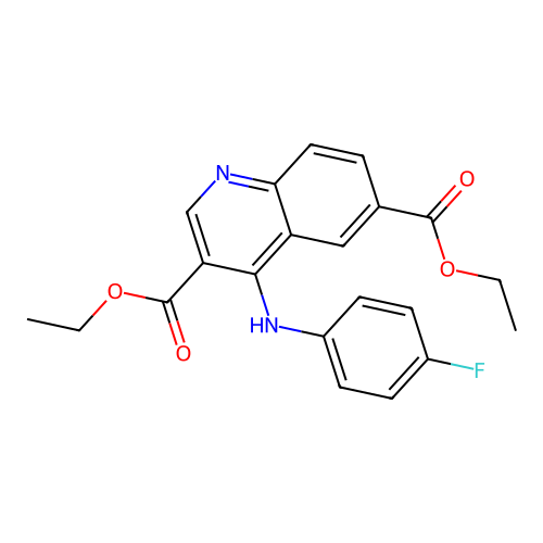 Diethyl 4-((4-fluorophenyl)amino)quinoline-3,6-dicarboxylate structure