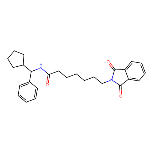 N-(cyclopentyl(phenyl)methyl)-7-(1,3-dioxoisoindolin-2-yl)heptanamide structure