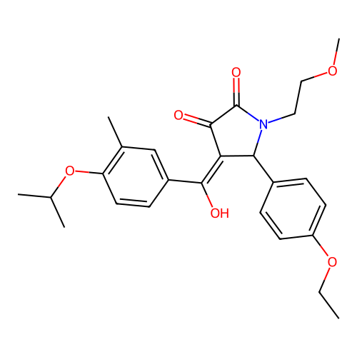 (4E)-5-(4-ethoxyphenyl)-4-[hydroxy-(3-methyl-4-propan-2-yloxyphenyl)methylidene]-1-(2-methoxyethyl)pyrrolidine-2,3-dione structure