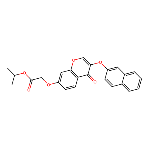 Methylethyl 2-(3-(2-naphthyloxy)-4-oxochromen-7-yloxy)acetate structure