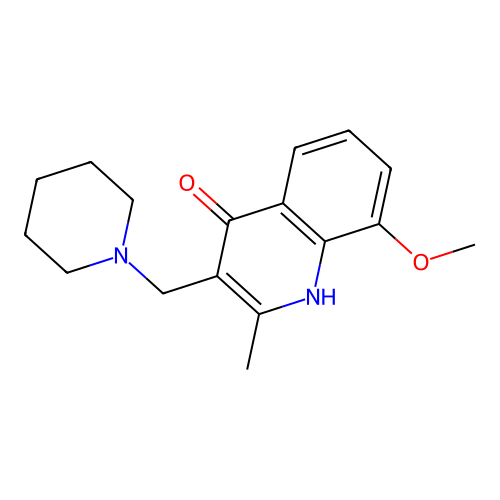 8-methoxy-2-methyl-3-(piperidin-1-ylmethyl)quinolin-4(1H)-one structure