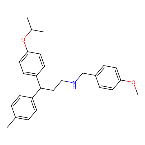 3-(4-isopropoxyphenyl)-N-(4-methoxybenzyl)-3-(p-tolyl)propan-1-amine structure