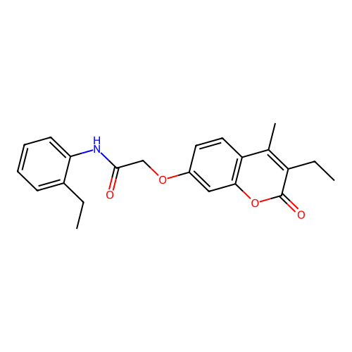 2-((3-ethyl-4-methyl-2-oxo-2H-chromen-7-yl)oxy)-N-(2-ethylphenyl)acetamide structure
