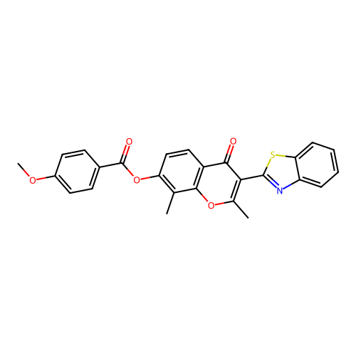 3-(1,3-benzothiazol-2-yl)-2,8-dimethyl-4-oxo-4H-chromen-7-yl 4-methoxybenzoate structure