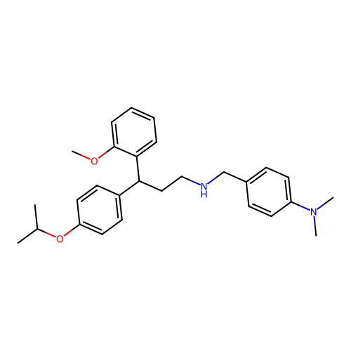 4-(((3-(4-isopropoxyphenyl)-3-(2-methoxyphenyl)propyl)amino)methyl)-N,N-dimethylaniline structure