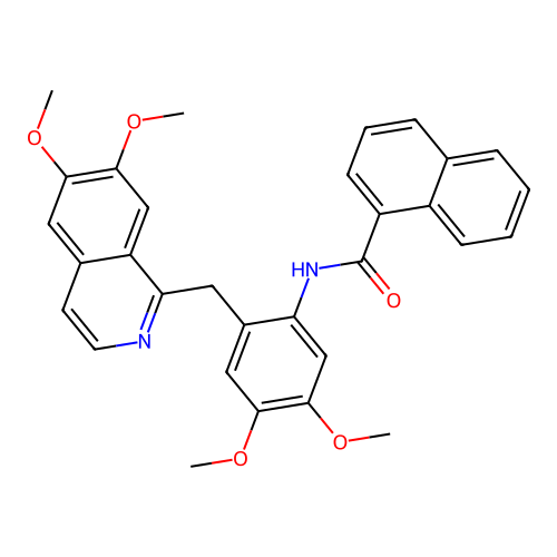 N-(2-((6,7-dimethoxyisoquinolin-1-yl)methyl)-4,5-dimethoxyphenyl)-1-naphthamide structure
