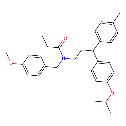 N-(3-(4-isopropoxyphenyl)-3-(p-tolyl)propyl)-N-(4-methoxybenzyl)propionamide structure