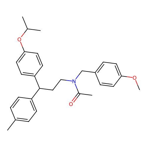 N-(3-(4-isopropoxyphenyl)-3-(p-tolyl)propyl)-N-(4-methoxybenzyl)acetamide structure