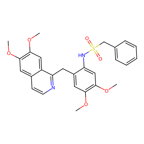 N-(2-((6,7-dimethoxyisoquinolin-1-yl)methyl)-4,5-dimethoxyphenyl)-1-phenylmethanesulfonamide structure