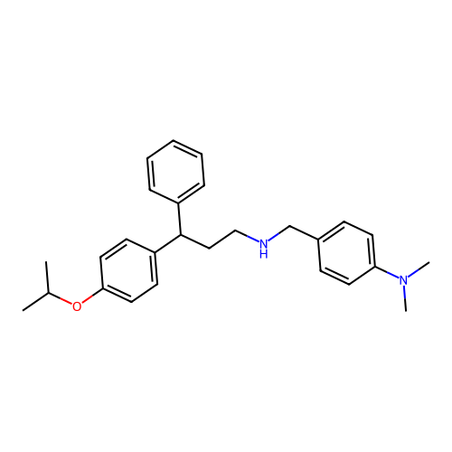 4-(((3-(4-isopropoxyphenyl)-3-phenylpropyl)amino)methyl)-N,N-dimethylaniline structure
