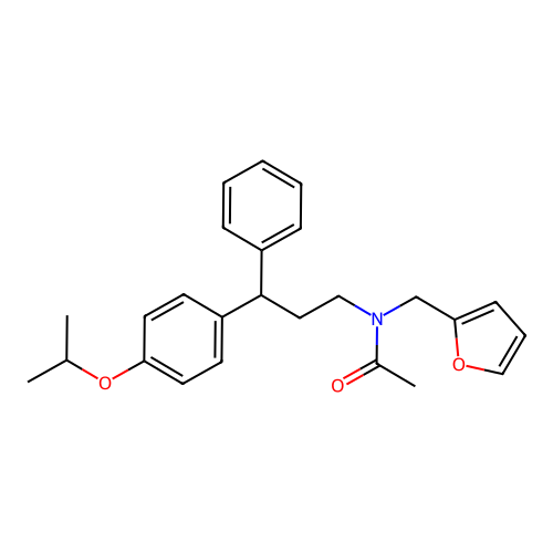 N-(furan-2-ylmethyl)-N-{3-phenyl-3-[4-(propan-2-yloxy)phenyl]propyl}acetamide structure