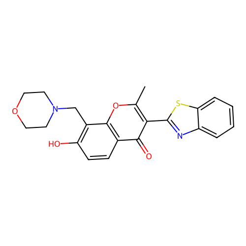 3-Benzothiazol-2-yl-7-hydroxy-2-methyl-8-(morpholin-4-ylmethyl)chromen-4-one structure