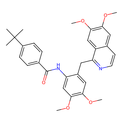 4-(tert-butyl)-N-(2-((6,7-dimethoxyisoquinolin-1-yl)methyl)-4,5-dimethoxyphenyl)benzamide structure