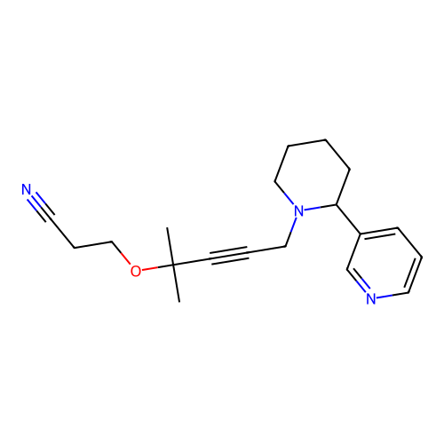 3-({2-Methyl-5-[2-(pyridin-3-yl)piperidin-1-yl]pent-3-yn-2-yl}oxy)propanenitrile structure