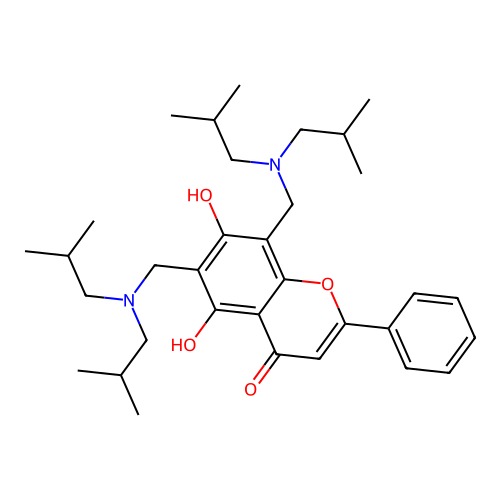 6,8-bis{[bis(2-methylpropyl)amino]methyl}-5,7-dihydroxy-2-phenyl-4H-chromen-4-one structure