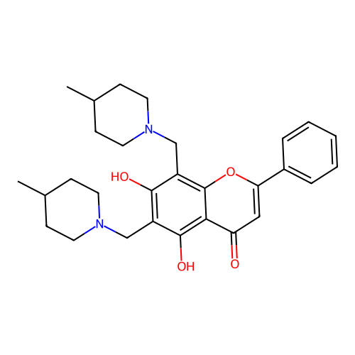 6,8-Bis[(4-methylpiperidyl)methyl]-5,7-dihydroxy-2-phenylchromen-4-one structure