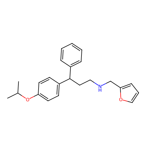 N-(furan-2-ylmethyl)-3-(4-isopropoxyphenyl)-3-phenylpropan-1-amine structure