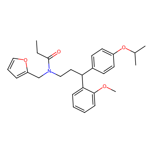N-(furan-2-ylmethyl)-N-{3-(2-methoxyphenyl)-3-[4-(propan-2-yloxy)phenyl]propyl}propanamide structure