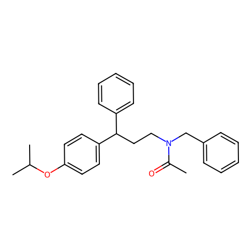 N-benzyl-N-(3-(4-isopropoxyphenyl)-3-phenylpropyl)acetamide structure