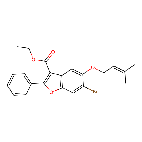 Ethyl 6-bromo-5-[(3-methylbut-2-en-1-yl)oxy]-2-phenyl-1-benzofuran-3-carboxylate structure