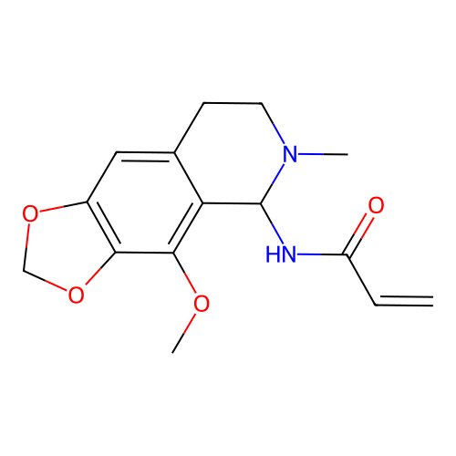 N-(4-methoxy-6-methyl-5,6,7,8-tetrahydro-[1,3]dioxolo[4,5-g]isoquinolin-5-yl)acrylamide structure
