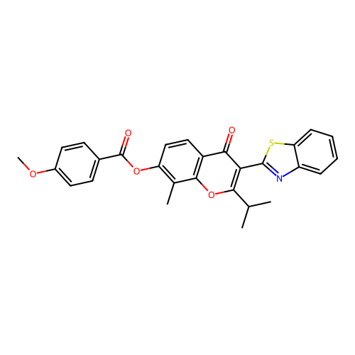 (3-benzothiazol-2-yl-8-methyl-4-oxo-2-propan-2-yl-chromen-7-yl) 4-methoxybenzoate structure