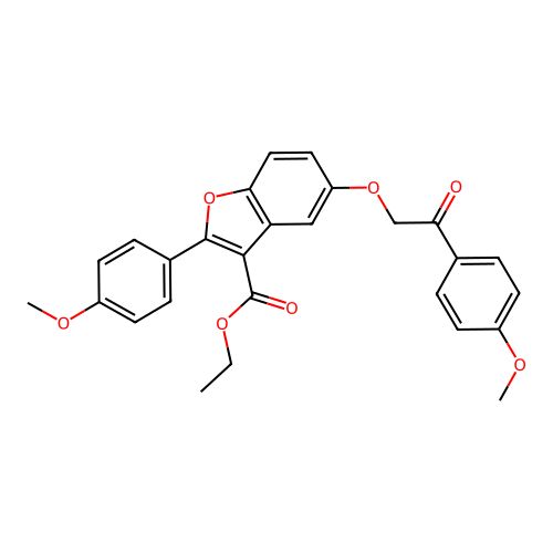 ethyl 2-(4-methoxyphenyl)-5-[2-(4-methoxyphenyl)-2-oxoethoxy]-1-benzofuran-3-carboxylate structure