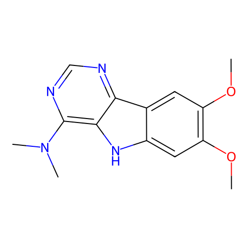 7,8-dimethoxy-N,N-dimethyl-5H-pyrimido[5,4-b]indol-4-amine structure
