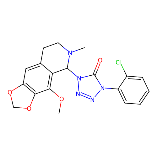 1-(2-chlorophenyl)-4-(4-methoxy-6-methyl-5,6,7,8-tetrahydro-[1,3]dioxolo[4,5-g]isoquinolin-5-yl)-1H-tetrazol-5(4H)-one structure