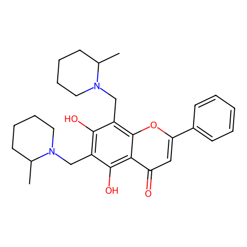 6,8-Bis[(2-methylpiperidyl)methyl]-5,7-dihydroxy-2-phenylchromen-4-one structure