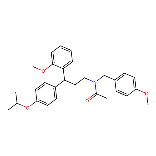 N-[(4-methoxyphenyl)methyl]-N-[3-(2-methoxyphenyl)-3-(4-propan-2-yloxyphenyl)propyl]acetamide structure