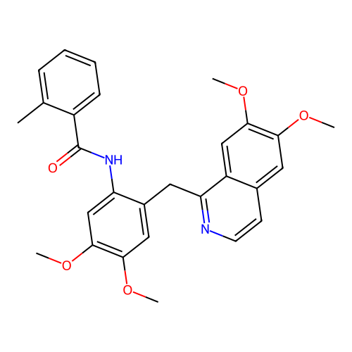 N-(2-((6,7-dimethoxyisoquinolin-1-yl)methyl)-4,5-dimethoxyphenyl)-2-methylbenzamide structure