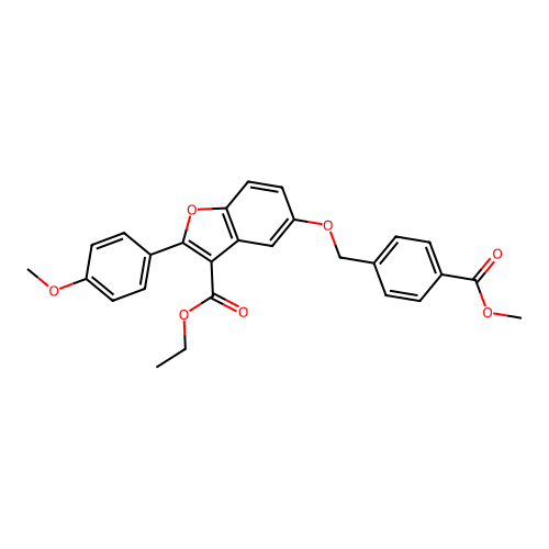 ethyl 5-((4-(methoxycarbonyl)benzyl)oxy)-2-(4-methoxyphenyl)benzofuran-3-carboxylate structure